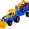Cavallino Toys Cavallino Junior Traktor mit Tippanhänger und Holz, 46 cm