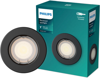 Philips LED Philips Peridot Einbaustrahler – GU10-Fassung – schwarz – rund – fester Kopf