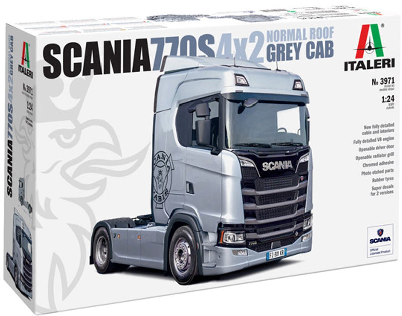 Italeri Modellbausatz LKW – 3971 Scania S770 V8 4x2 – normale Kabine – graue Version – LKW-Kunststoff – 1:24 – Modellbau