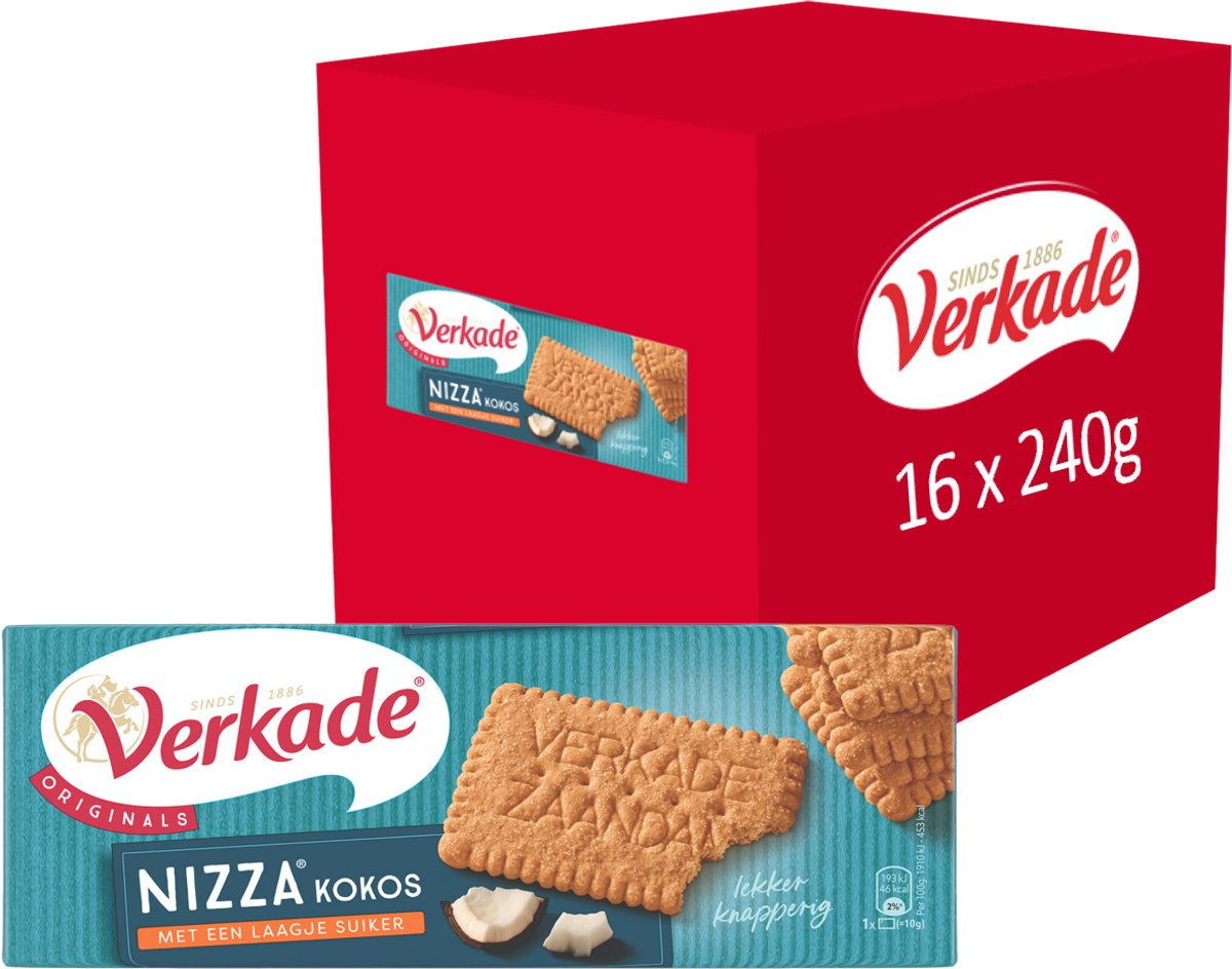 Verkade - Cookie - Nizza-Kokoskekse - 16 x 240 Gramm