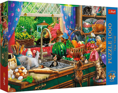 Trefl Puzzle 1000 Teile – Teezeit-Unruhestifter-Kätzchen – Premium Plus.
