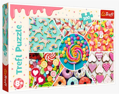 Trefl Puzzle Süßigkeiten – buntes Puzzle 300 Teile für Kinder.
