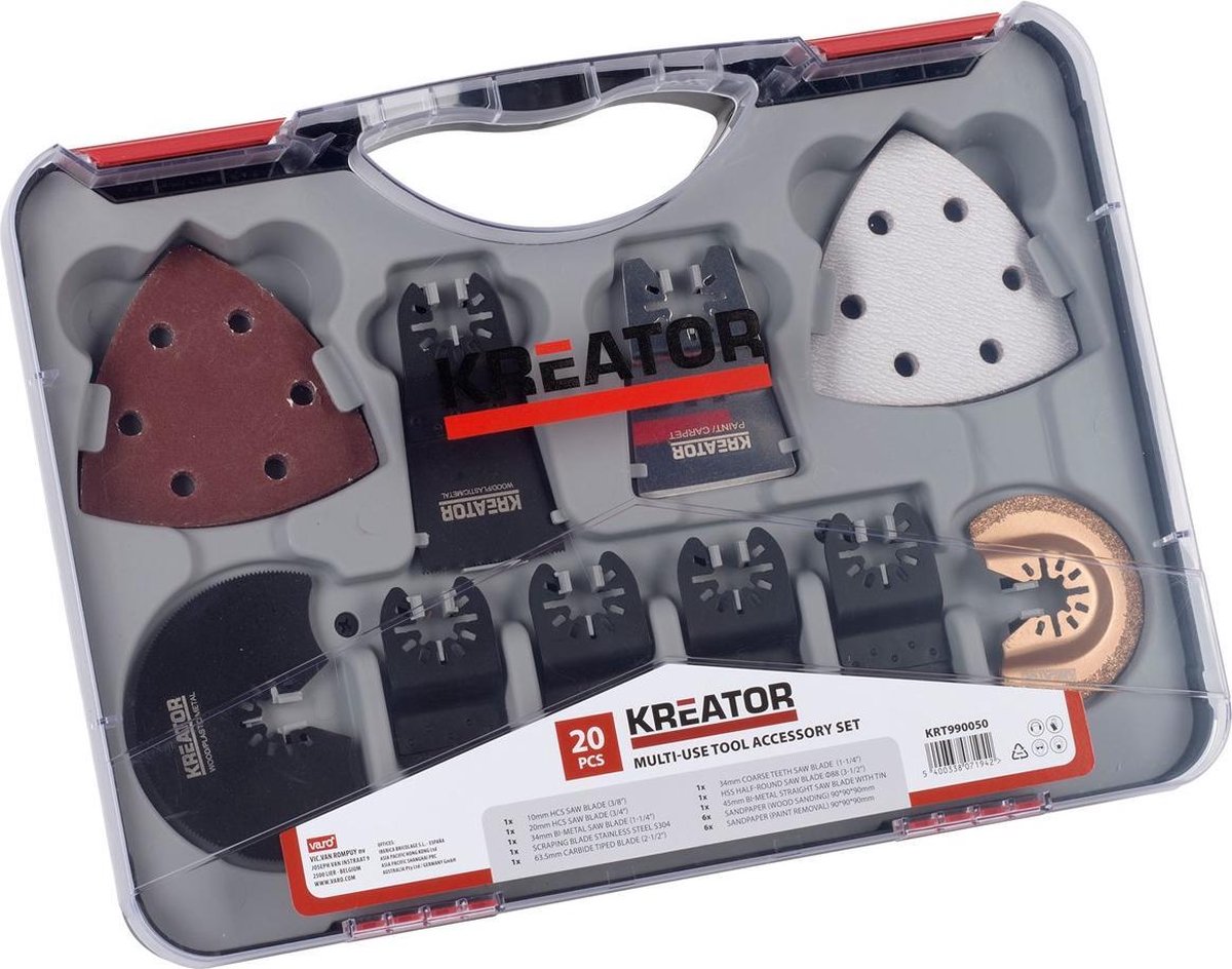 Kreator krt990050 Zubehörset Multitool – oszillierend – 20 Zubehörteile