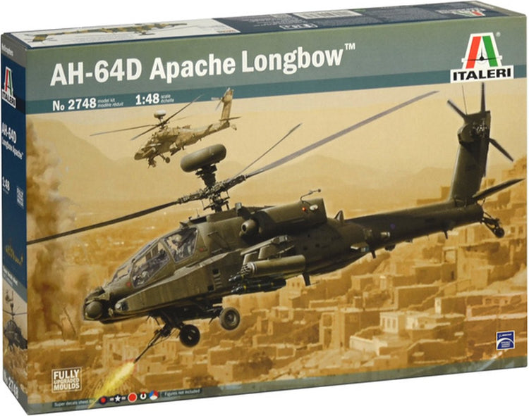 Italeri Modellbausatz Flugzeug – 2748 Boeing Ah-64d Longbow Apache – Hubschrauber aus Kunststoff – 1:48 – Modellbau