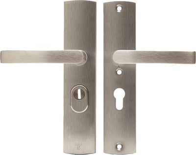 AXA-Sicherheitsbeschlag (Curve Plus) geschliffenes Aluminium: Griff-Griff (Blockmodell) PC55 mit Kernziehschutz SKG***