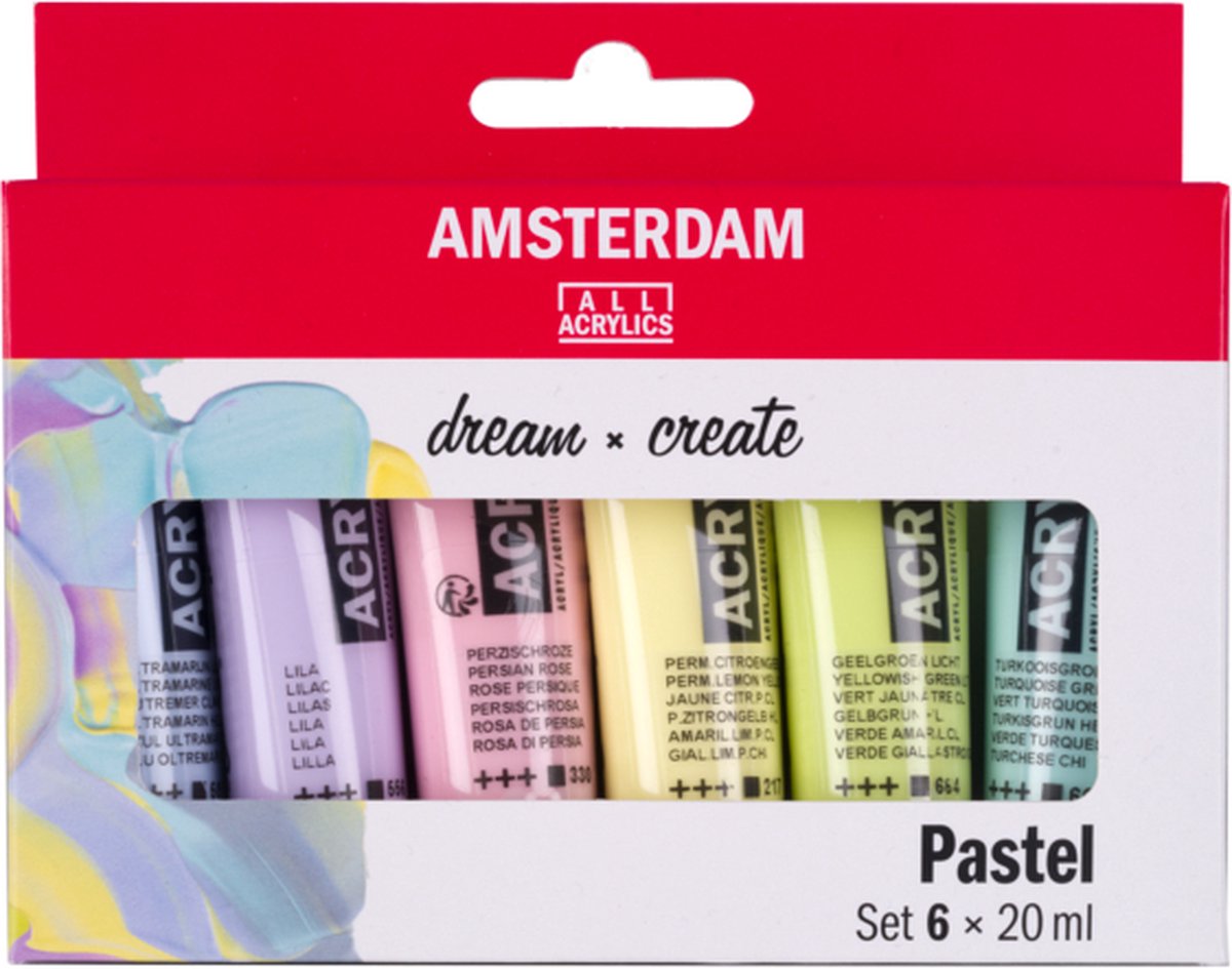 Bruynzeel Amsterdam Standard-Serie Acrylfarben-Pastell-Set 20 ml, 6-tlg.