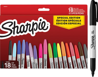 Sharpie-Set Permanentmarker | limitierte Auflage in verschiedenen Farben | feiner Punkt | 18 Marker | Zurück zum Schulset