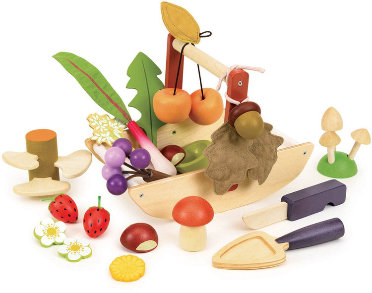 Zartes Blatt Holzspielzeug Wildfrüchte Sammelkorb Lernspiel.