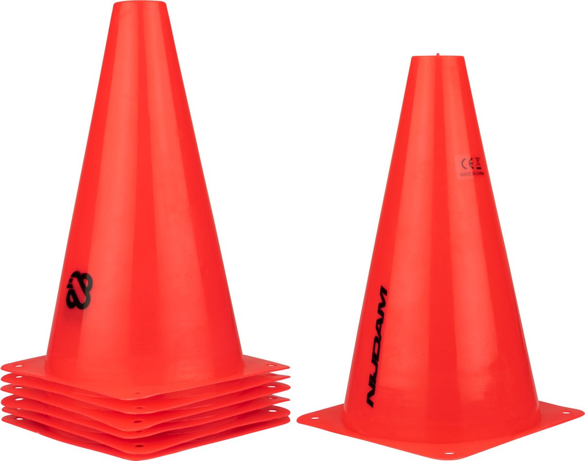 Nijdam Slalomkegel – Set mit 6 Stück – 23 cm – rot