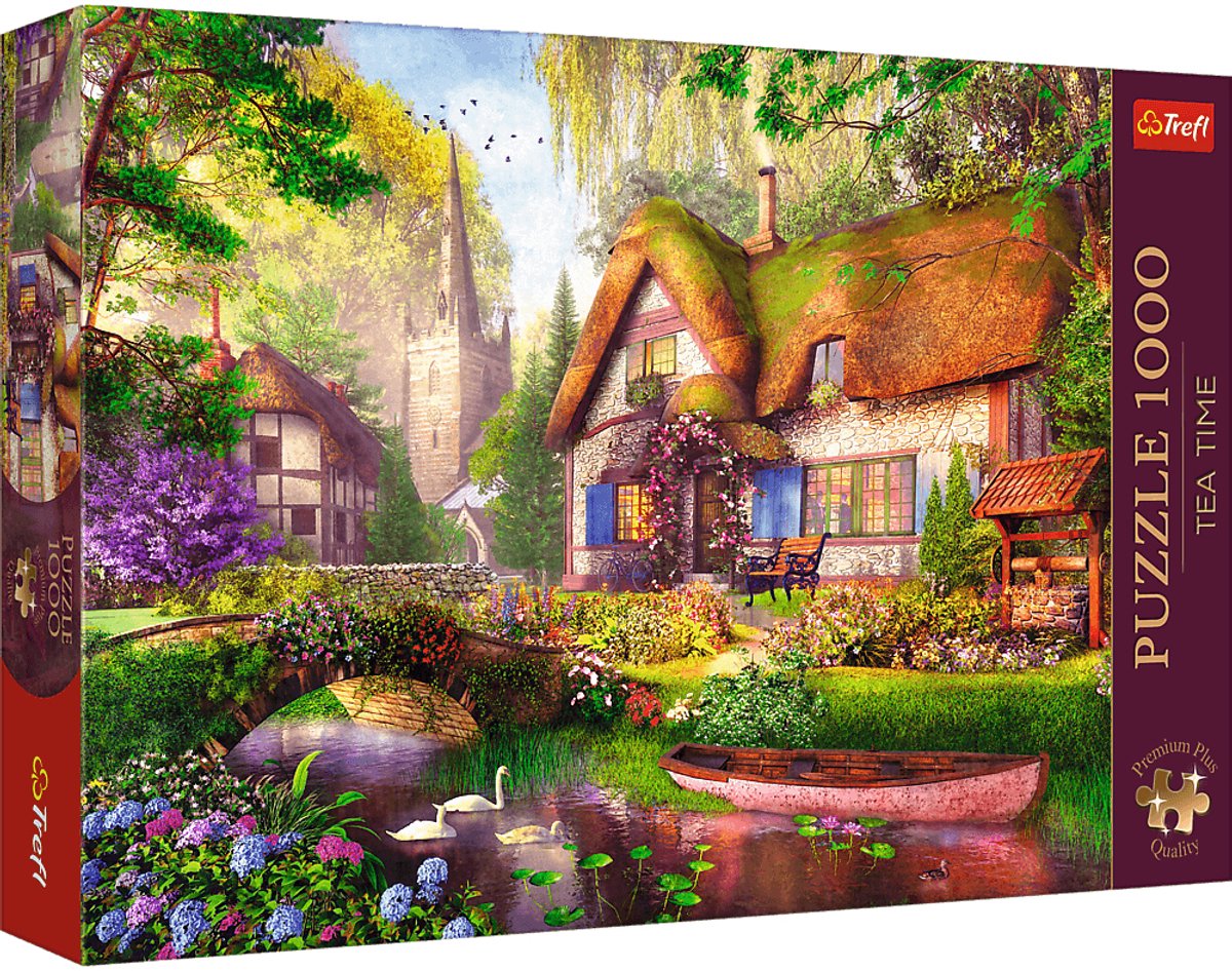 Trefl Puzzle „Tea Time the Woodland Cottage“ 1000 Teile Premium.