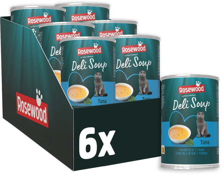 Rosewood Deli Suppe Thunfisch – Katzensnack in Brühe – mit weichen Thunfischstücken – naturbelassen ohne Zusatz von Salz oder Zucker – 135 ml x 6 Stück
