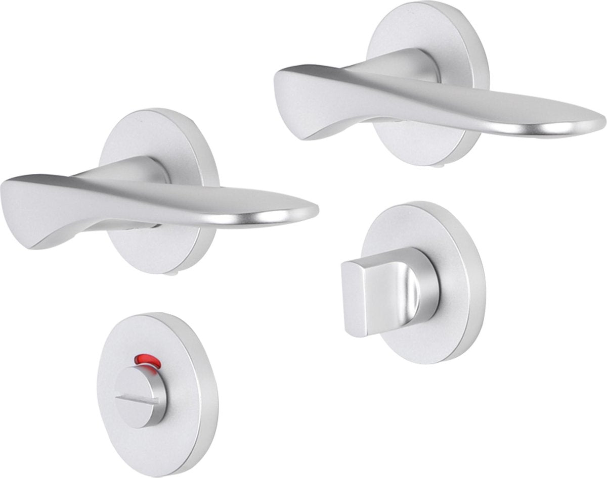 Impresso Türgriff - Watford - für den Innenbereich - rund mit runder WC-Rosette - Aluminium - 2 Stück