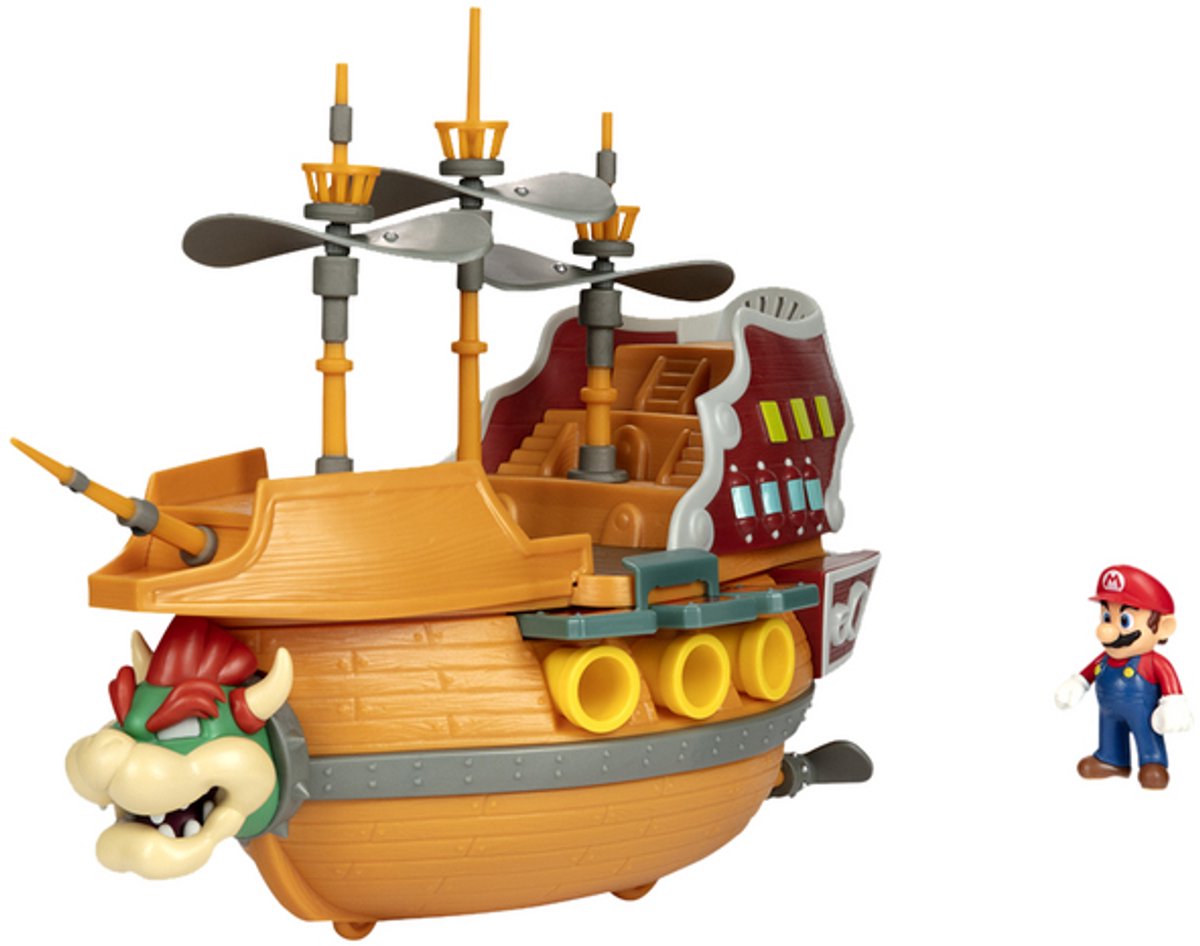 Jakks Super Mario Deluxe Bowsers Luftschiff-Spielset mit Mario-Actionfigur