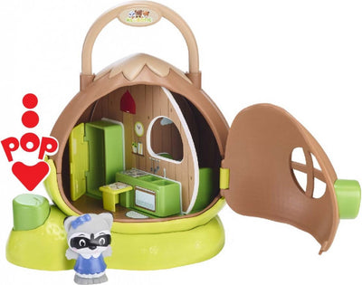 Klorofil das Haselnusshaus Spielset - Puppenhaus - interaktives Kinderspielzeug - mit Figur aus der Waschbärenfamilie der Waschbären - Spielzeug ab 18 Monaten