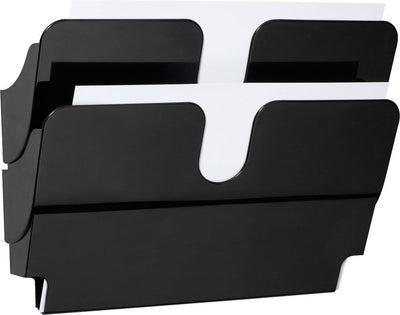 Robuster Prospekthalter Flexiplus, 2 Fächer, A4, Querformat, schwarz