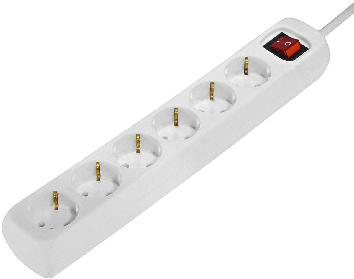 Hama Steckdosenleiste mit Schalter – 6-fach – 1,4 m Kabel – Weiß