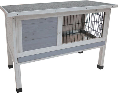 Flamingo-Kaninchenstall – kompakter Outdoor-Kaninchenstall mit Nachtkäfig und Sichtbereich – 91 x 45 x 72 cm – Kaninchenstall Bugs Cottage Grau