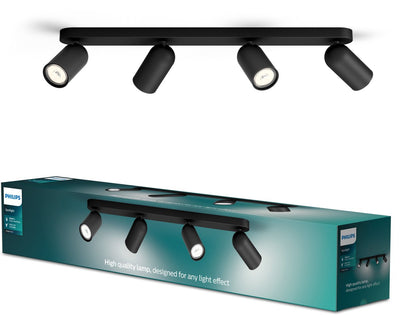 Philips LED Philips Pongee Aufbaustrahler – 4-flammig – Schwarz
