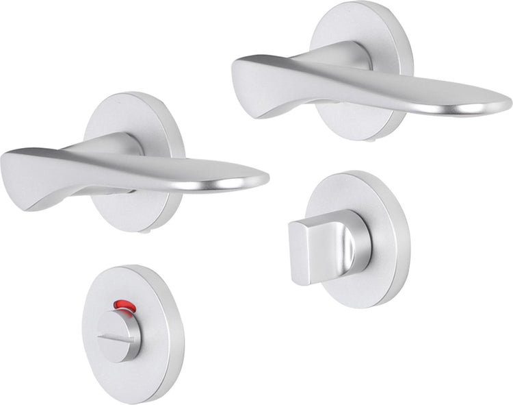 Impresso Türgriff - Watford - für den Innenbereich - rund mit runder WC-Rosette - Aluminium - 2 Stück