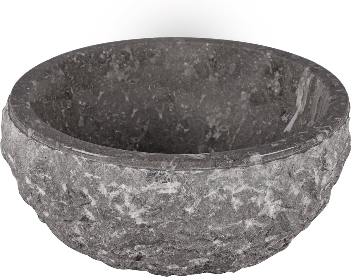 Differnz Asti Waschbecken – 38 cm – polierter Naturstein – grau