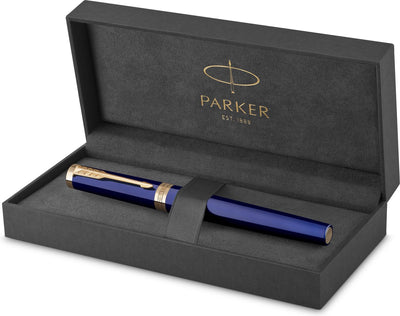 Parker Ingenuity Tintenroller | Kernsammlung | blau mit Goldfinish | schwarze Tinte | feiner Punkt | Geschenkbox