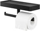 Tiger Carv - Doppelter Toilettenpapierhalter mit Ablage - Toilettenpapierhalter - ohne Bohren - Bohren oder Kleben - Schwarz