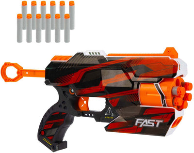 Toi-toys Schaumstoff-Strikex-Schießpistole, sechsschüssiger Zyklon mit 12 Schaumstoffpfeilen