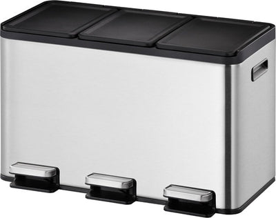 Eko - Essential geteilter Recycler-Treteimer 10+10+10 Liter - Edelstahl - mattierter Edelstahl - Abfalleimer