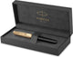 Parker 51 Füllfederhalter | 18 Karat reines Gold | schwarzes Harz | Golddetail | feine Spitze mit schwarzer Tinte | Geschenkverpackung