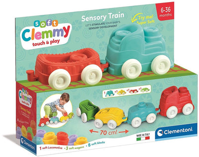 Clementoni Baby - Clemmy sensorischer Zug mit weichen Blöcken, 12dlg.