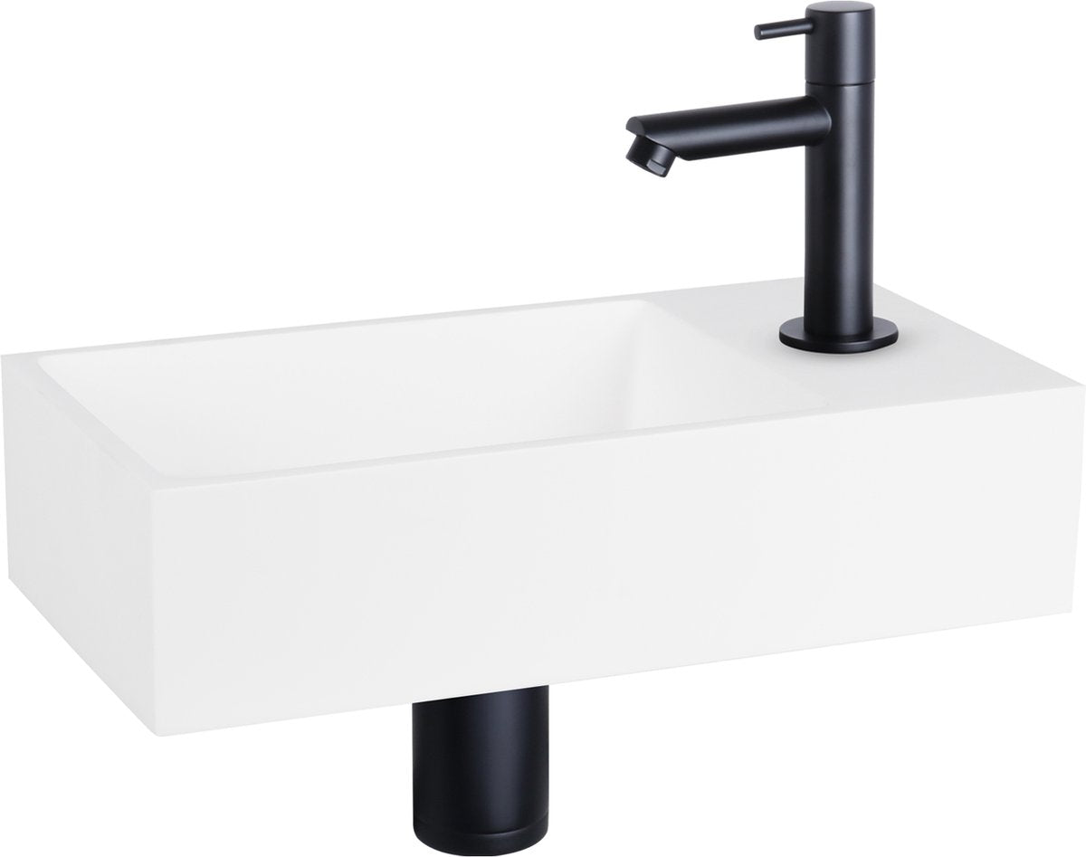 Differnz-Brunnenset - 36x18,5x9cm - Rechteck - 1 Hahnloch - Weiß