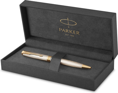 Parker Sonett Kugelschreiber | silberner Mistral | mittlere Spitze mit schwarzer Tinte | Geschenkbox