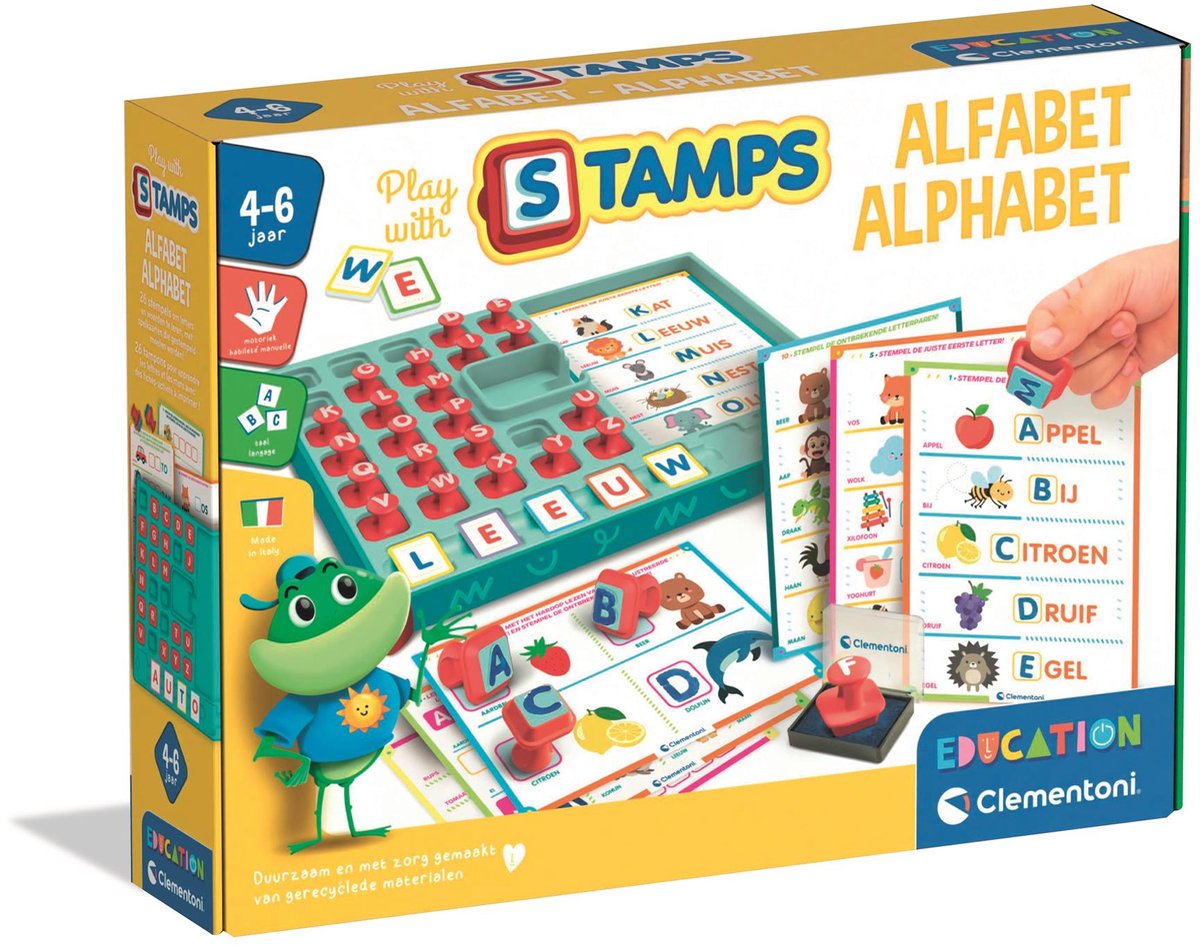 Clementoni spiele mit Stempeln Alphabet – Schreibspiel lernen – Ich lerne Buchstaben lesen – Lernspielzeuggeschenk für Vorschulkinder, Mädchen und Jungen