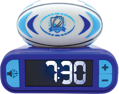 Lexibook Digitalwecker mit 3D-Rugbyball-Nachtlicht und Soundeffekten