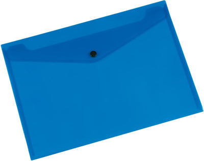 Q-Connect Dokumentenmappe, A4, transparentes PP, Druckknopfverschluss, blau 12 Stück