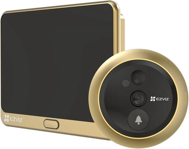 Ezviz dp2c – Video-Türklingel mit 4,3-Zoll-Bildschirm – 1080p-Video, 155° Weitwinkel, Nachtsicht mit PIR-Erkennung – Zwei-Wege-Audio – microSD – Gold