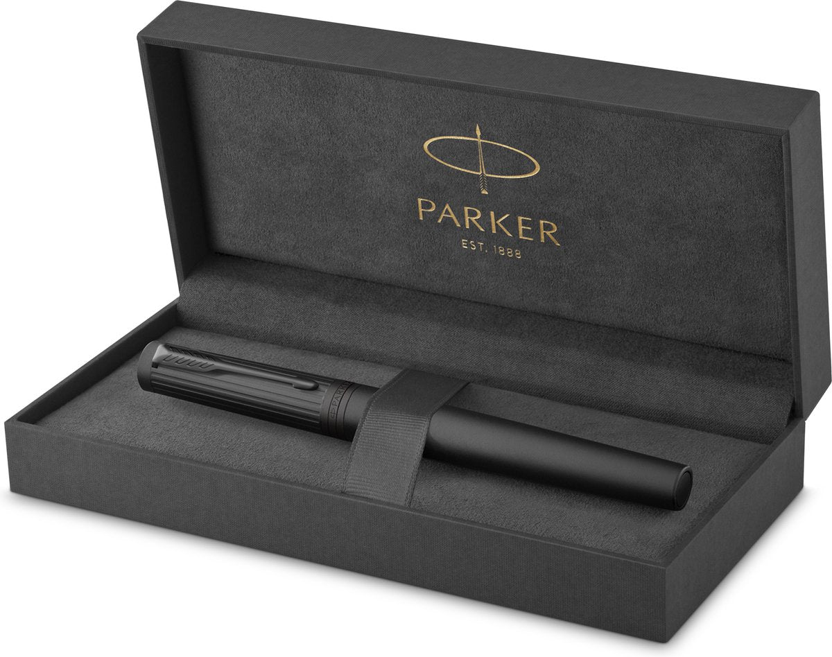 Parker Ingenuity Tintenroller | Kernsammlung | schwarz mit schwarzem Finish | schwarze Tinte | feiner Punkt | Geschenkbox