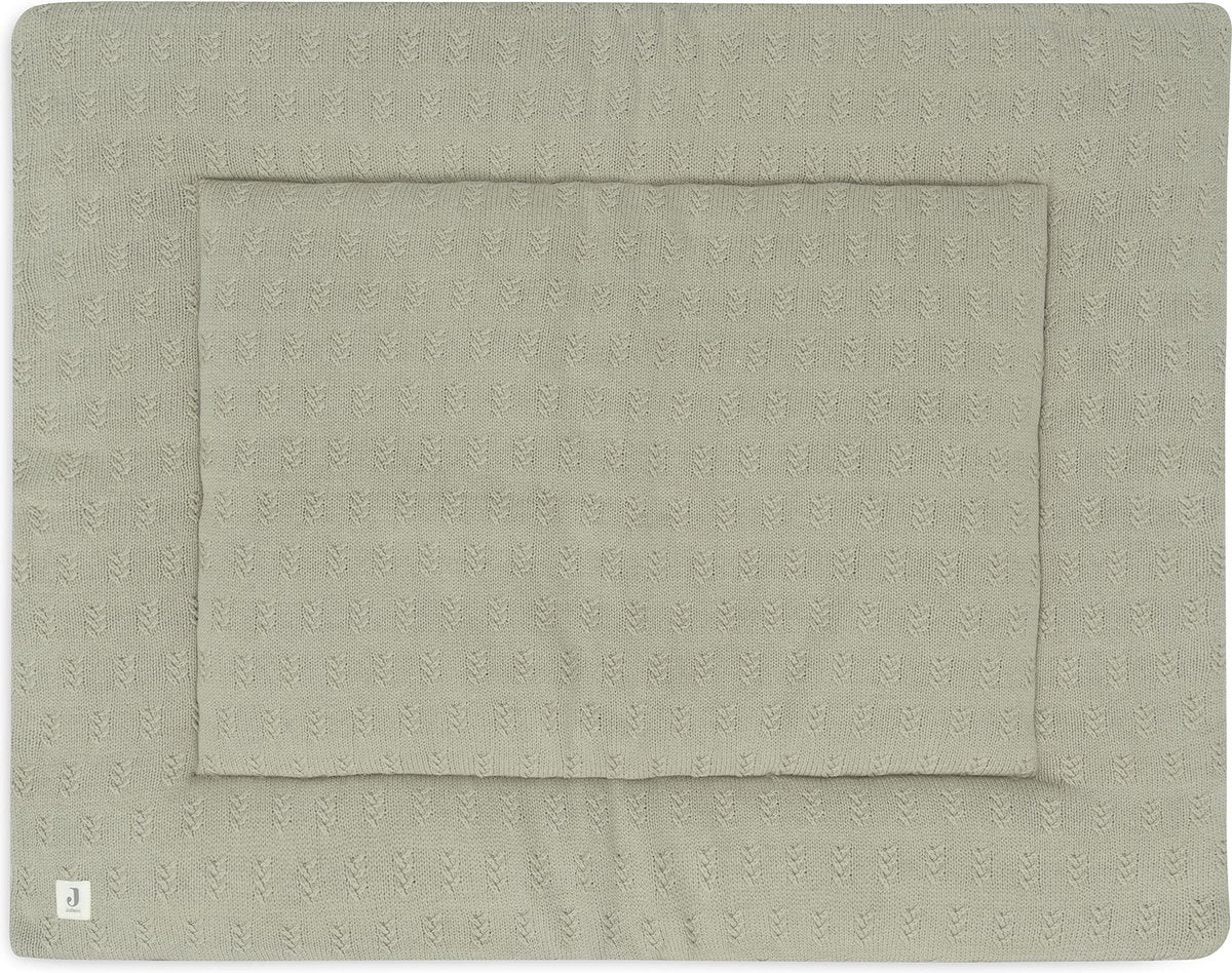Jollein - Laufgittermatte 75x95cm - Babyspielmatte - Kornstrick - Olivgrün