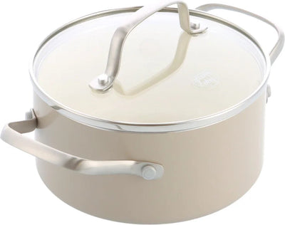 Greenchef Nordics Keramik-Induktionskochpfanne mit Deckel 16 cm 1,58 l – PFAS-frei – Induktionspfanne – spülmaschinenfest – ofenfest bis 220 °C – Keramik-Antihaftbeschichtung – Creme