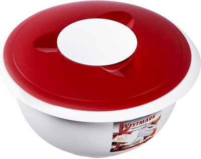 Westmark Rührschüssel mit zweiteiligem Deckel, 3,5 l, mit Ausguss, Kunststoff, weiß rot, 3155227r