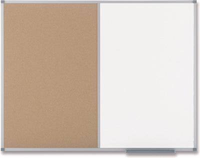 Nobo klassische Kombination aus Kork, Stahl, Pinnwand, Whiteboard, Memoboard inklusive Montagematerial – 900 x 600 mm – weiß, naturbraun