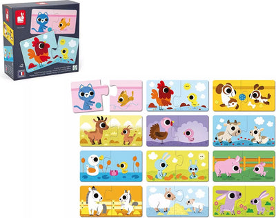 Janod – Puzzlespiel – Eltern und Tierbabys