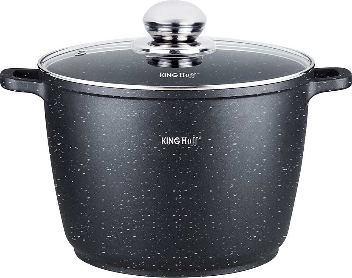 Kinghoff 1599 – hohe Bratpfanne – mit Aromaknopf – 28 cm – 10 Liter