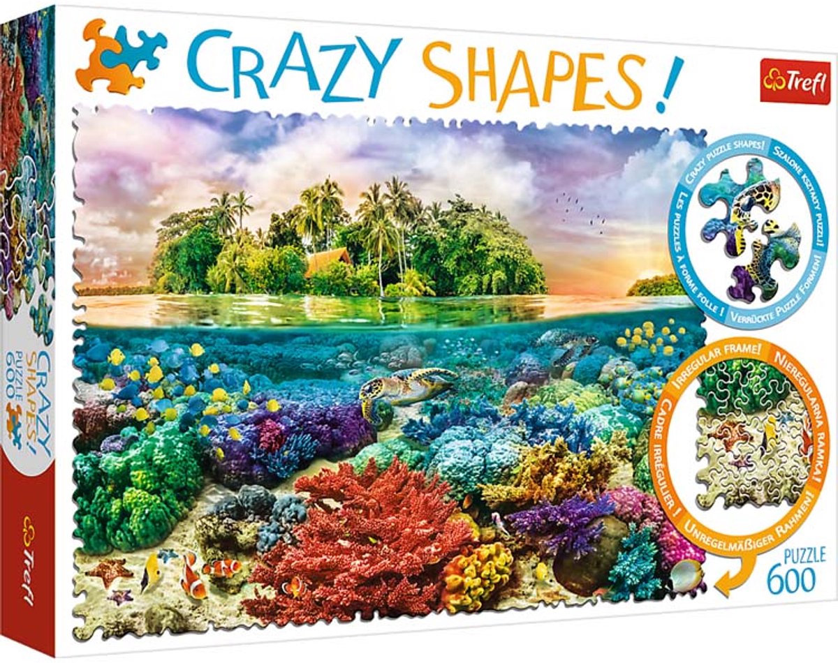 Trefl Puzzle Tropeninsel 600 Teile – verrückte Formen Premium-Qualität.