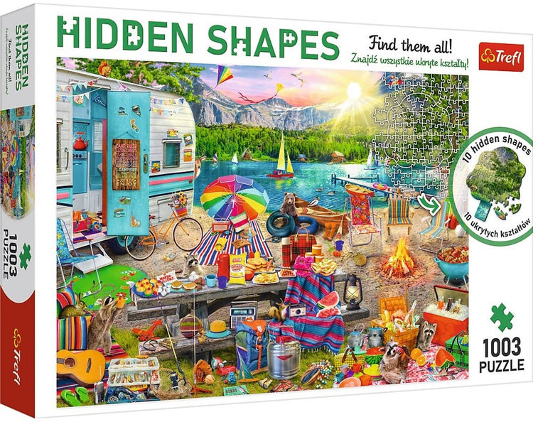 Trefl Hidden Shapes-Serie – Puzzle – 1003 Teile – Sommercamping – einzigartige Formen