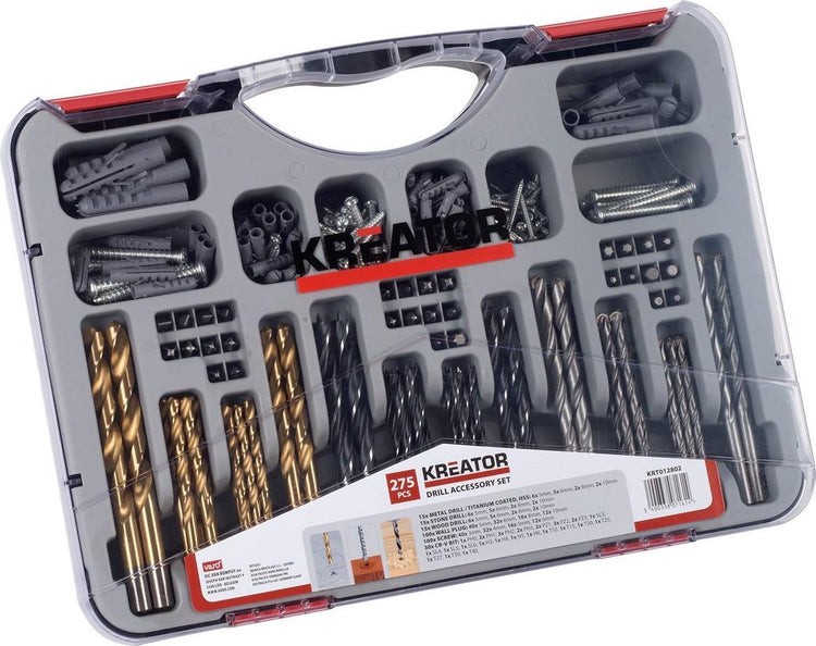 Kreator krt012802 – Bitbohrer-Set – 275-teilig – für Holz, Metall und Stein