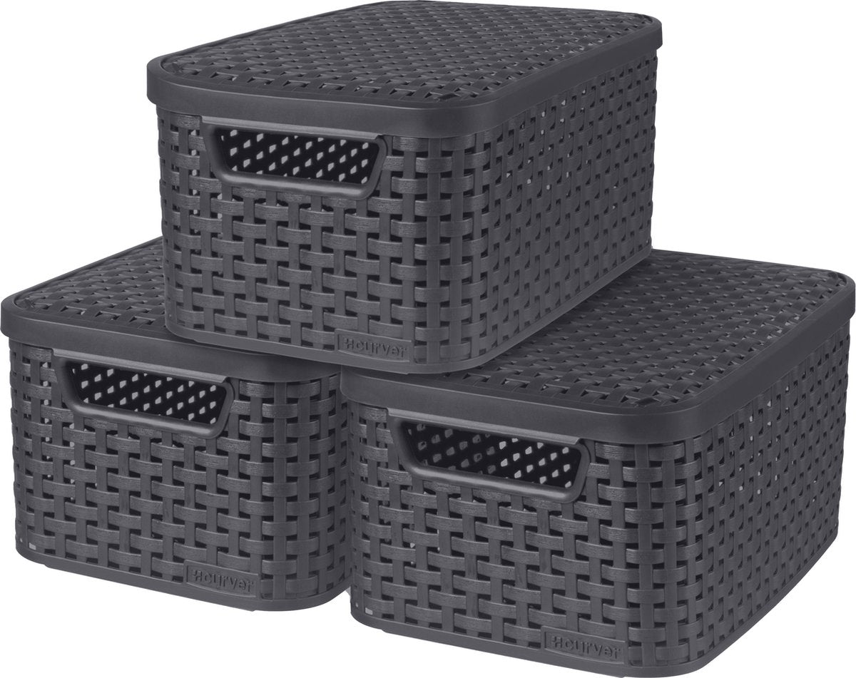 Curver Curver Storage Boxen mit Deckel 3 ST Style L Anthrazit