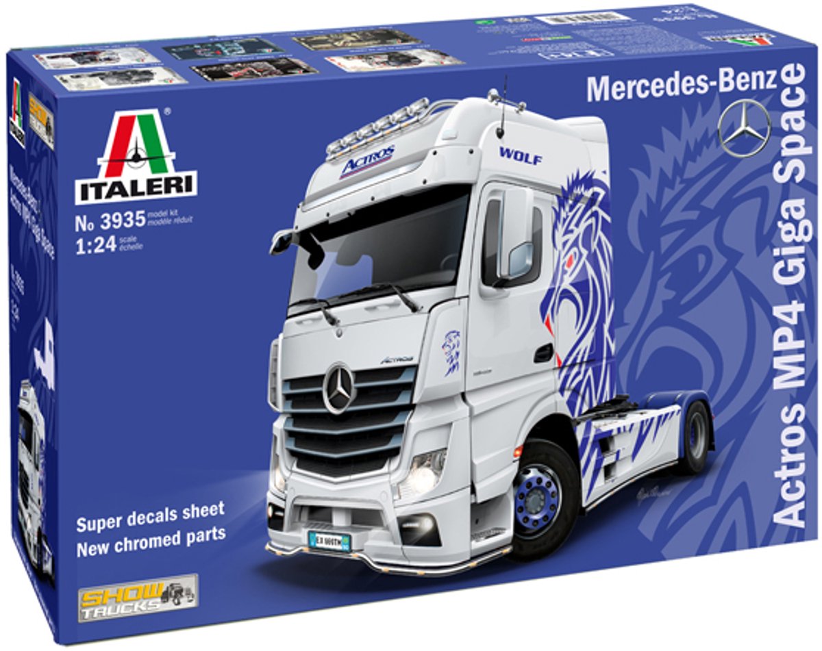 Italeri Modellbausatz LKW – 3935 Mercedes-Benz Actros MP4 Giga SP Kunststoff – 1:24 – Modellbau