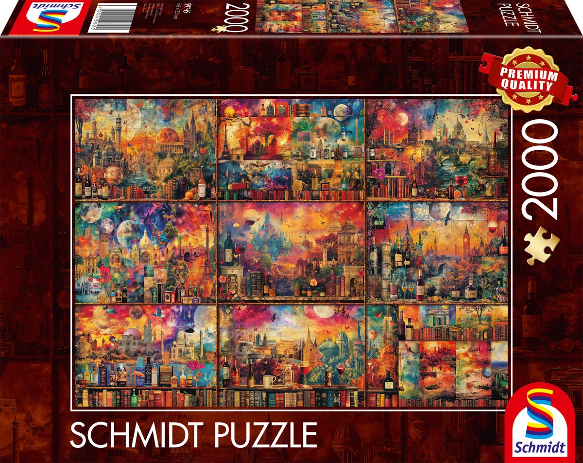 Schmidt - Puzzle - Wundervolle Zeit, Reisen mit Büchern und Wein - 2000 Teile - Erwachsene - ab 14 Jahren