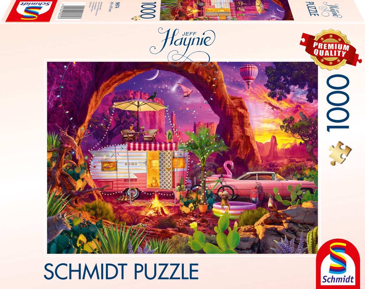 Schmidt – Puzzle – Campingparadies in der Wüste – Jeff Haynie – 1000 Teile – Erwachsene – ab 12 Jahren